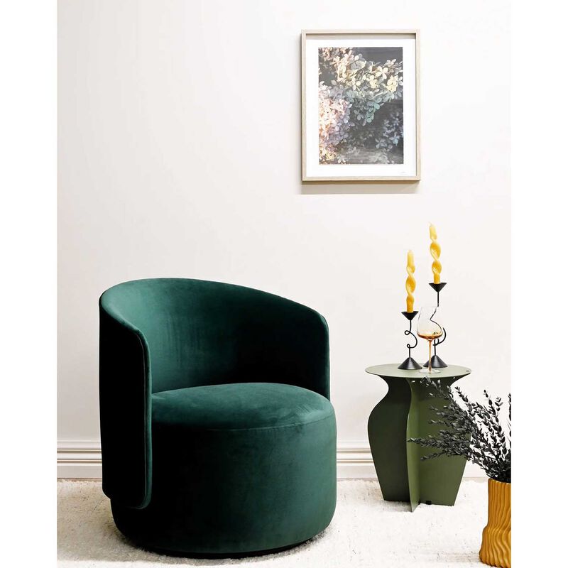 The Estella Swivel Chair - Velvet Deep Sea Green image number 1